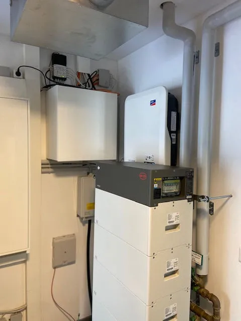 Wechselrichter und Batteriespeicher in einem Technikraum